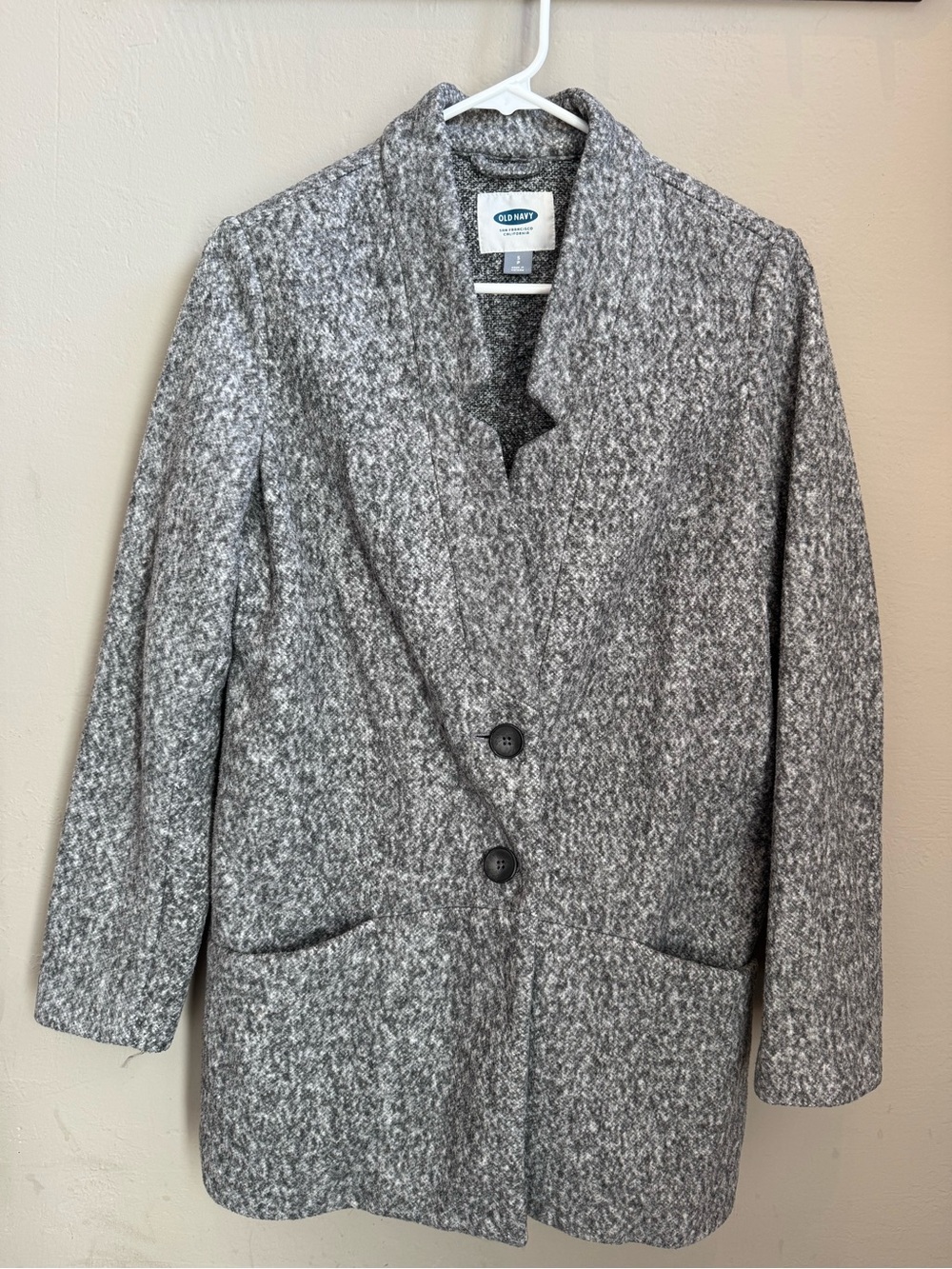 Old Navy Gray Textured Shawl-Collar Pea Coat